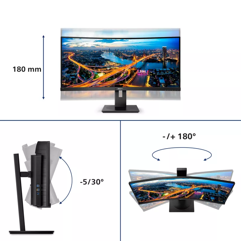 Philips B Line 345B1C/00 monitorius 86,4 cm (34 colių) 3440 x 1440 pikselių Quad HD LCD juodas