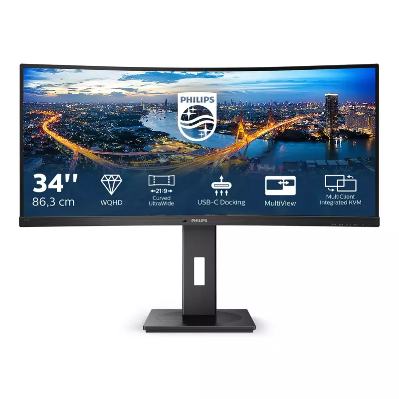 Philips B Line 346B1C/00 monitorius 86,4 cm (34 colių) 3440 x 1440 pikselių Quad HD LCD juodas