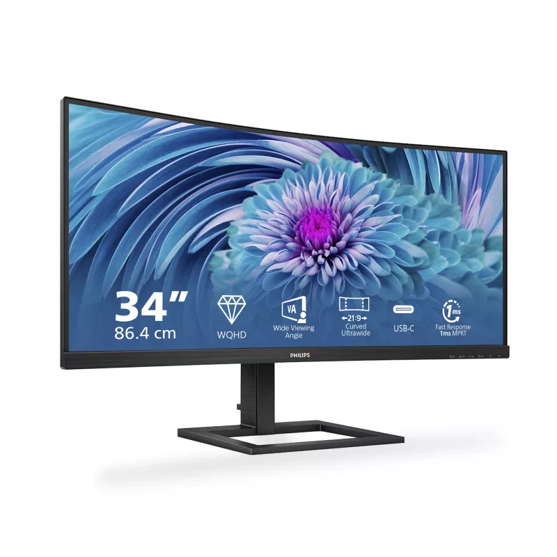 Philips E Line 346E2CUAE/00 monitorius 86,4 cm (34 colių) 3440 x 1440 pikselių Wide Quad HD+ LCD juodas