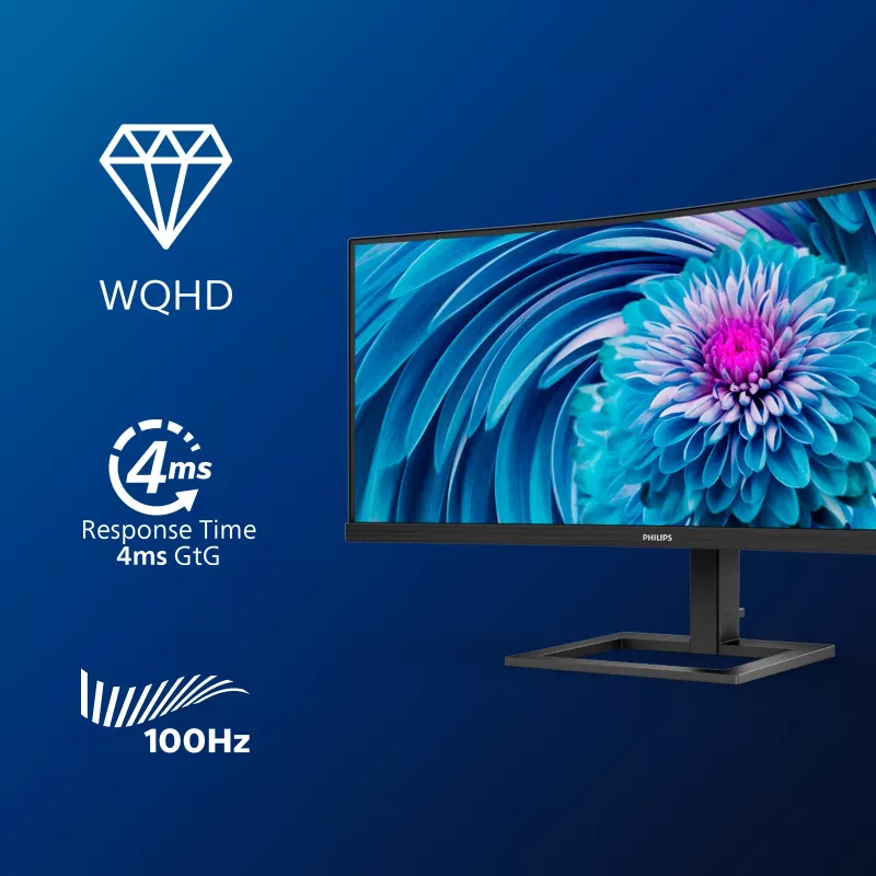Philips E Line 346E2CUAE/00 monitorius 86,4 cm (34 colių) 3440 x 1440 pikselių Wide Quad HD+ LCD juodas
