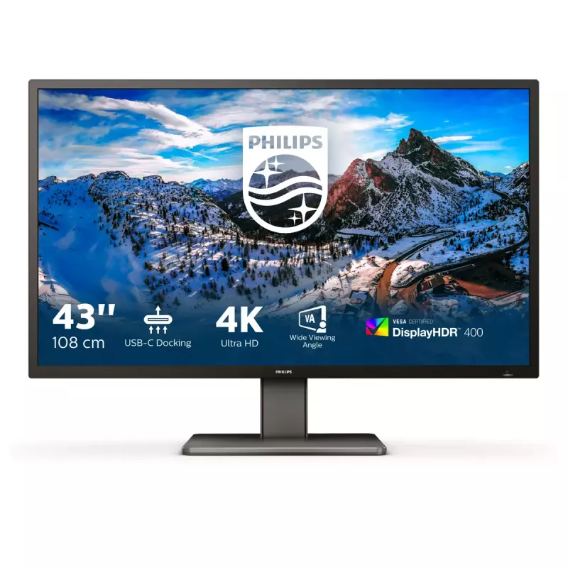 Philips P Line 439P1/00 kompiuterio monitorius 108 cm (42,5 colio) 3840 x 2160 pikselių 4K Ultra HD LCD juodas
