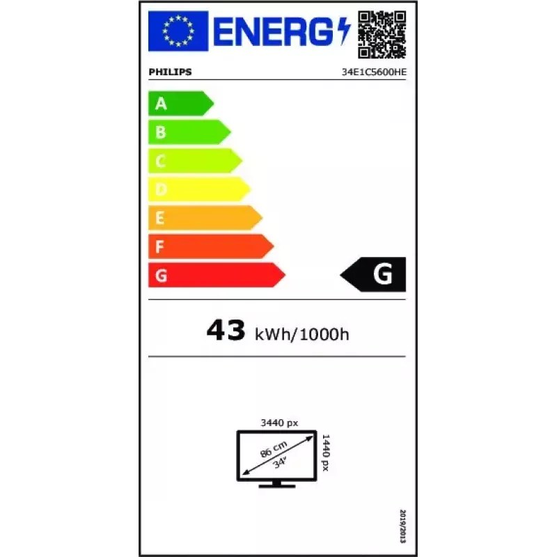Philips 5000 serijos 34E1C5600HE/00 monitorius 86,4 cm (34 colių) 3440 x 1440 pikseliai 4K Ultra HD LED juodas