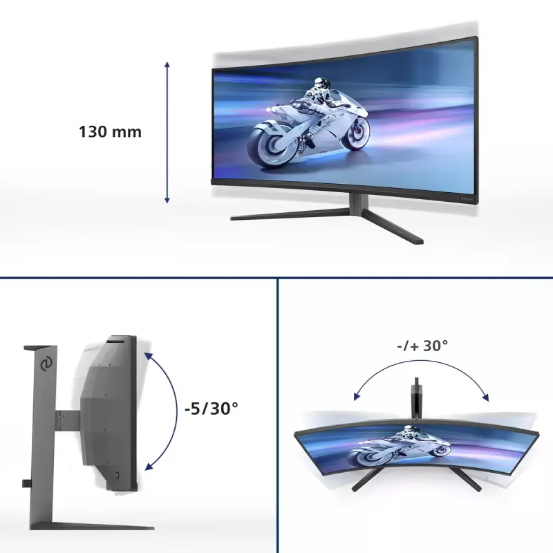 Philips Evnia 34M2C6500/00 monitorius 86,4 cm (34 colių) 3440 x 1440 pikselių Wide Quad HD QD-OLED pilkas