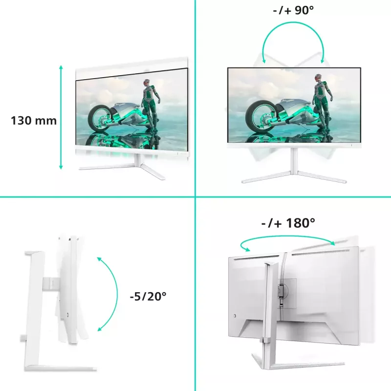Philips Evnia 27M2N3501PA/00 kompiuterio monitorius 68,6 cm (27 colių) 2560 x 1440 pikselių Quad HD LCD baltas
