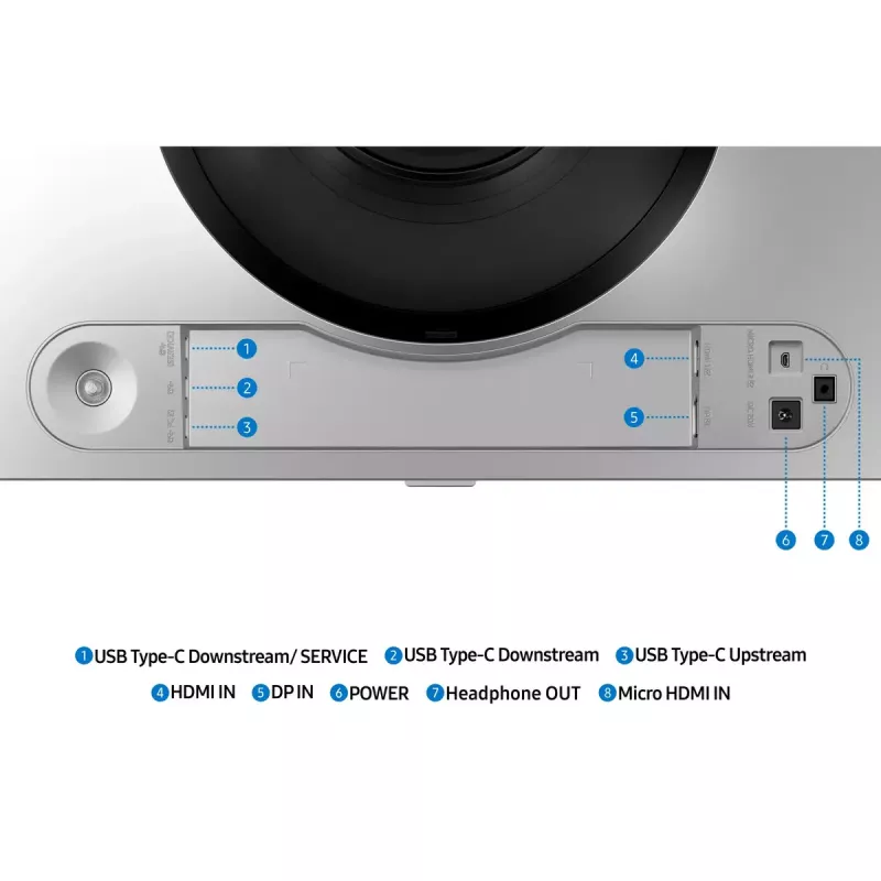 49 colių lenktas OLED monitorius Samsung S49DG910SU – Dual QHD 5120×1440, 32:9, 0,03 ms, 2×USB-C, VESA, reguliuojamas aukštis