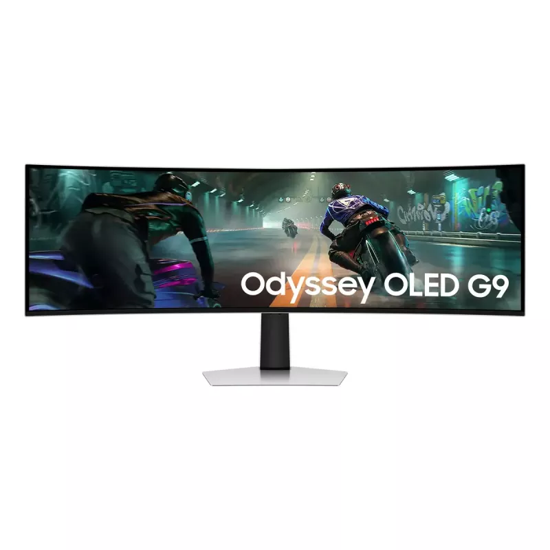 49 colių lenktas OLED monitorius Samsung S49DG910SU – Dual QHD 5120×1440, 32:9, 0,03 ms, 2×USB-C, VESA, reguliuojamas aukštis