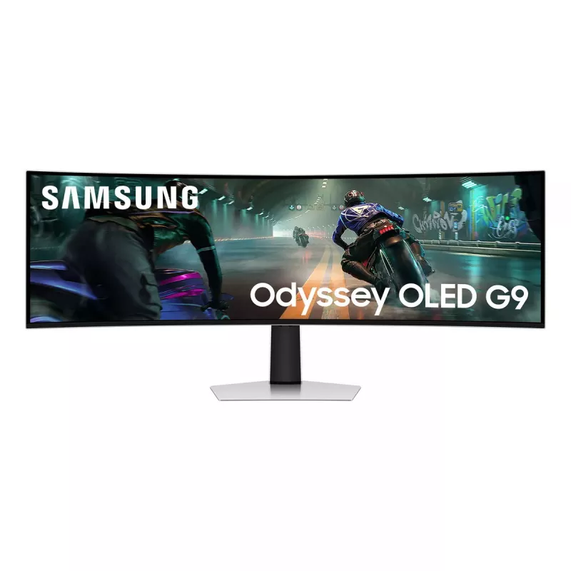 49 colių lenktas OLED monitorius Samsung S49DG910SU – Dual QHD 5120×1440, 32:9, 0,03 ms, 2×USB-C, VESA, reguliuojamas aukštis