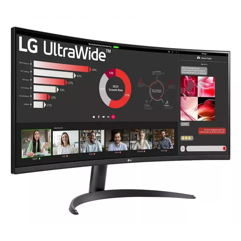 Monitorius LG 34WR50QK-B 34 colių lenktas VA WQHD 3440x1440 5 ms 21:9 100 Hz VESA, juodas
