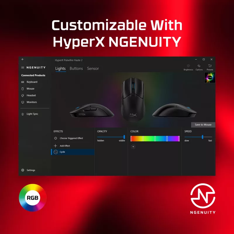 HyperX Pulsefire Haste 2 – žaidimų pelė (juoda)