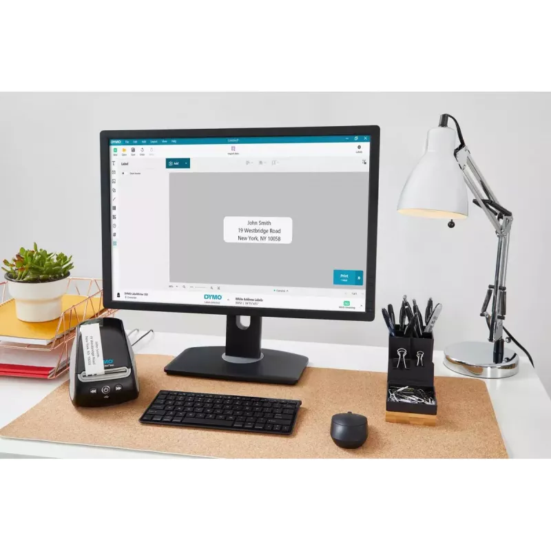 DYMO LabelWriter 550 etikečių spausdintuvas | Tiesioginis terminis spausdinimas | Automatinis etikečių atpažinimas | Spausdina adresų, siuntų, brūkšninių kodų etiketes | EU 2 kištukas
