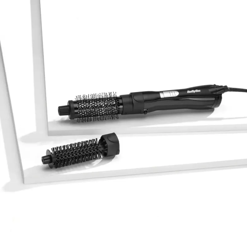Tiesinimo šepetys BABYLISS AS82E – keraminis kaitinimas, 800 W, 2 temperatūros lygiai, 2 antgaliai, 2 m sukamas laidas, juodas