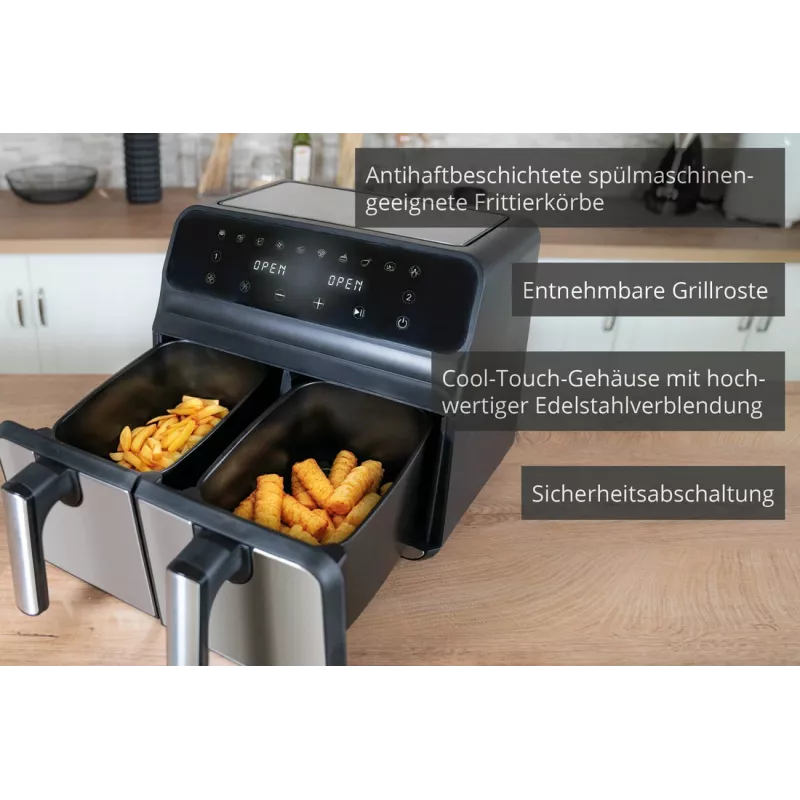 Unold 58685 dviskiltė gruzdintuvė 8 L 1700 W karšto oro gruzdintuvė Juoda, Pilka