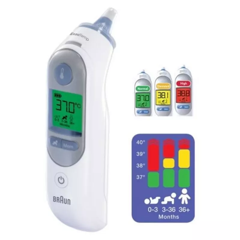 Braun ThermoScan 7 IRT6520 ausies termometras su amžiaus precizija, baltas