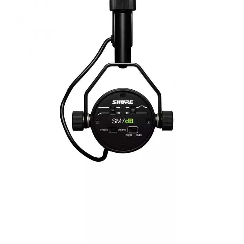 Studijinis dinaminis mikrofonas Shure SM7DB — laidinis XLR, kardioidinis, 50–20000 Hz, 150 Ω, fantominis 48V, juodas