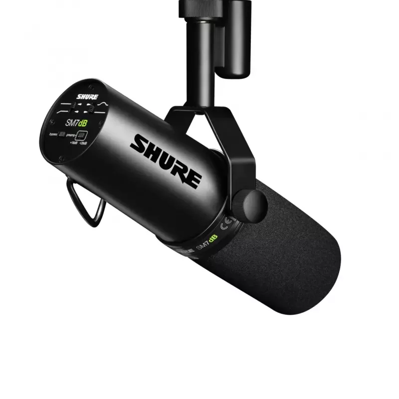 Studijinis dinaminis mikrofonas Shure SM7DB — laidinis XLR, kardioidinis, 50–20000 Hz, 150 Ω, fantominis 48V, juodas