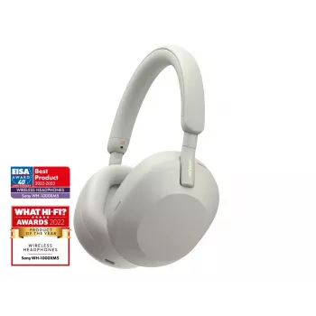 Sony WH-1000XM5 ausinės laidinės ir belaidės, juostinės, skambučiams/muzikai, Bluetooth, sidabrinė, balta