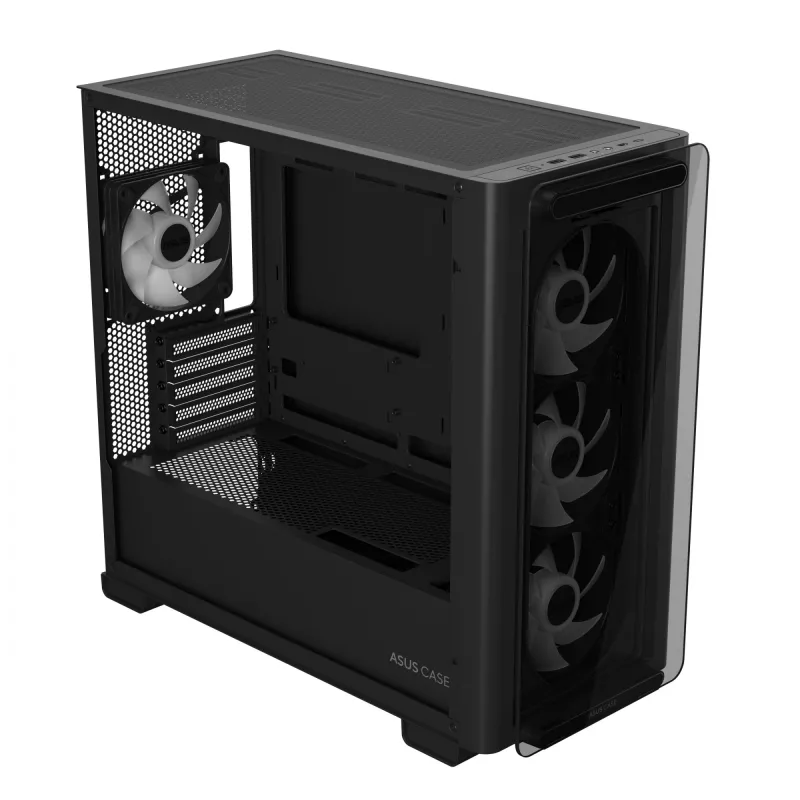 ASUS A23 PLUS TG ARGB BLACK korpusas, juodas, micro ATX, Mini-ITX, 16,5 cm, 38 cm