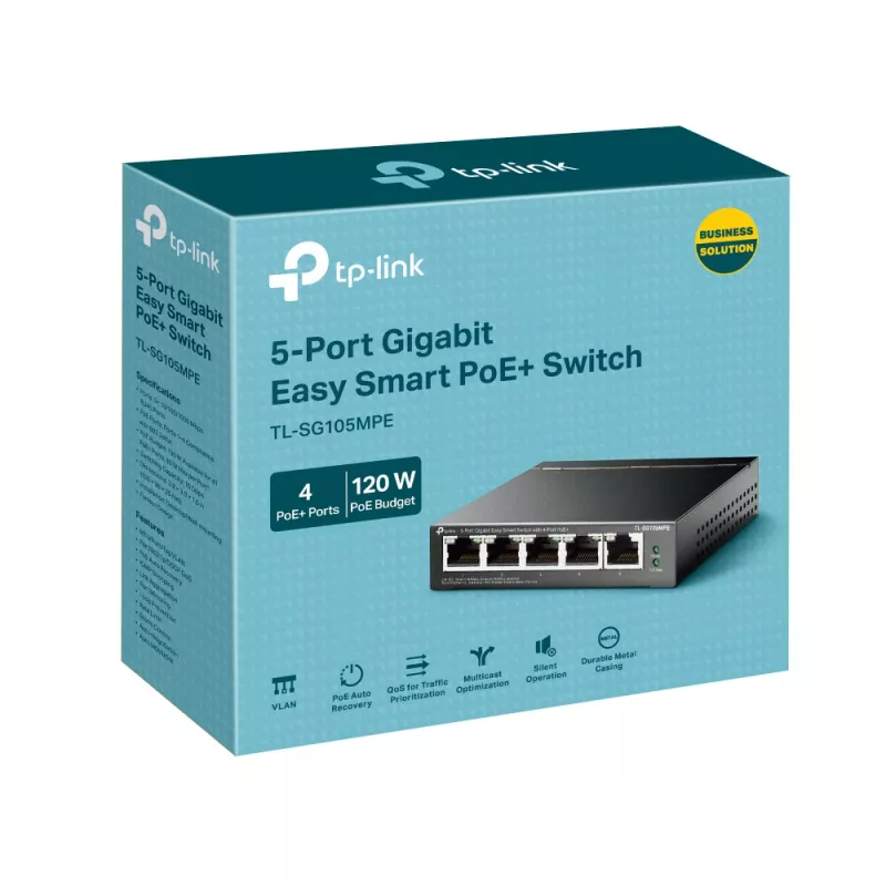 TP-Link 5 prievadų gigabaitinis Easy Smart jungiklis su 4 PoE+ prievadais, L2, Gigabit Ethernet (10/100/1000), maitinimas per Ethernet (PoE)