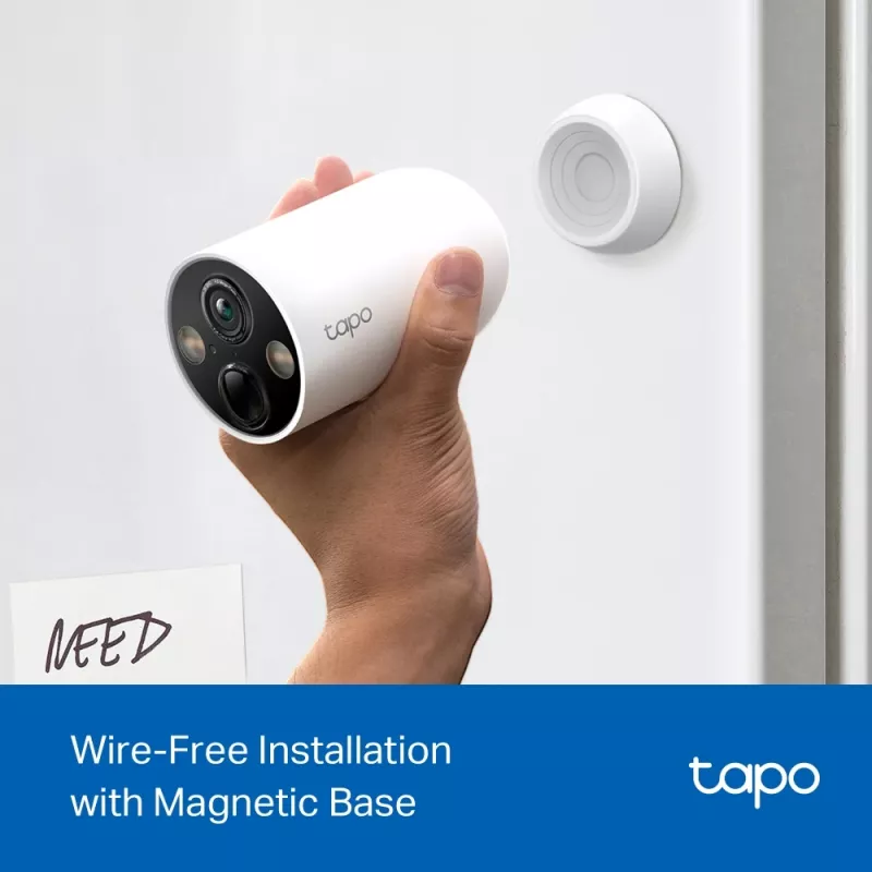 TP-Link Tapo belaidė išmanioji apsaugos kamera, IP, lauko, belaidė, ant lubų/sienos, balta, bullet