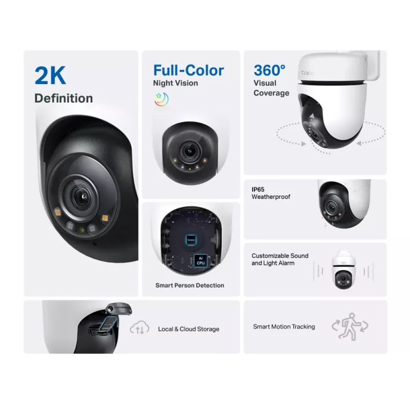 TP-Link Tapo C510W lauko stebėjimo kamera su pasukimu ir pakreipimu, 2K, 360°