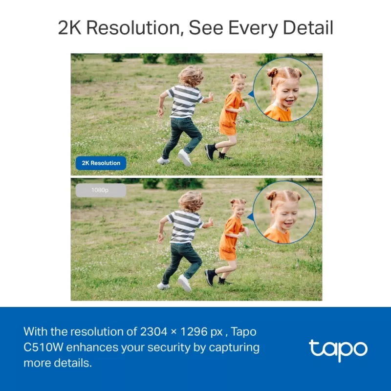 TP-Link Tapo C510W lauko stebėjimo kamera su pasukimu ir pakreipimu, 2K, 360°