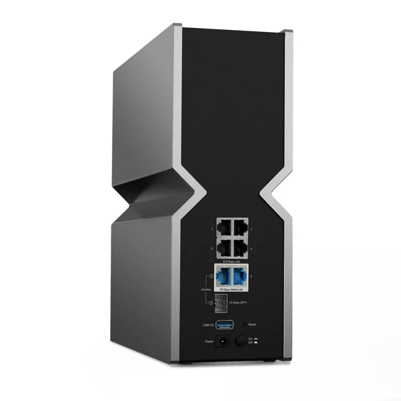 TP-Link Archer BE19000 triju juostų Wi-Fi 7 maršrutizatorius, 19 Gbps, 2x10G prievadai, LED ekranas