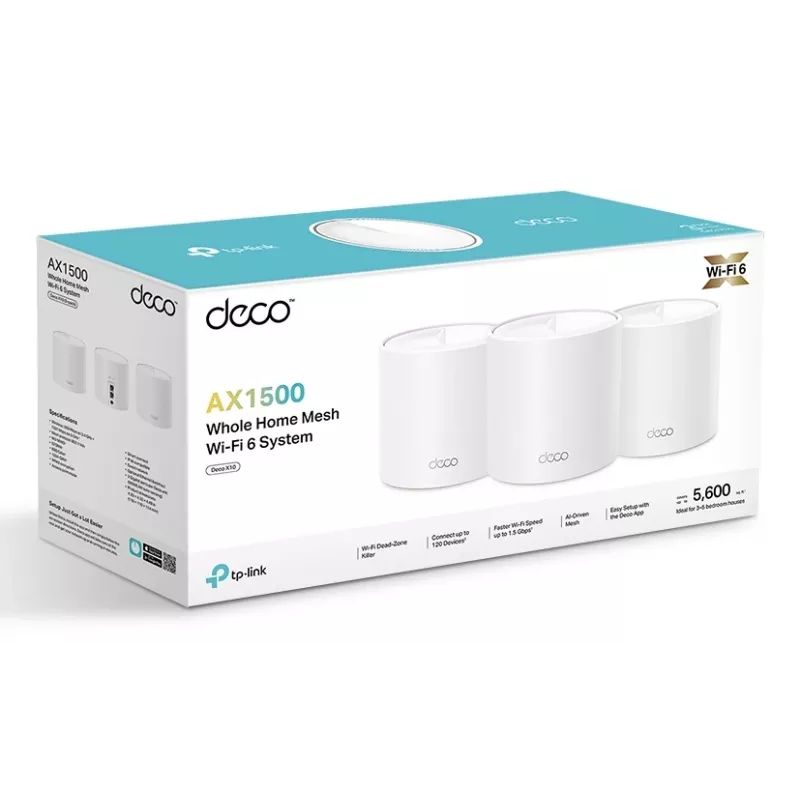 TP-Link Deco X10 AX1500 „Wi-Fi 6“ tinklo sistema (3 vnt.), balta
