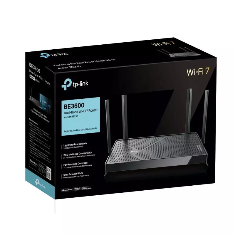 TP-Link Archer BE230 belaidis maršrutizatorius 2.5 Gigabit Ethernet dviejų juostų (2,4 GHz / 5 GHz) Juodas