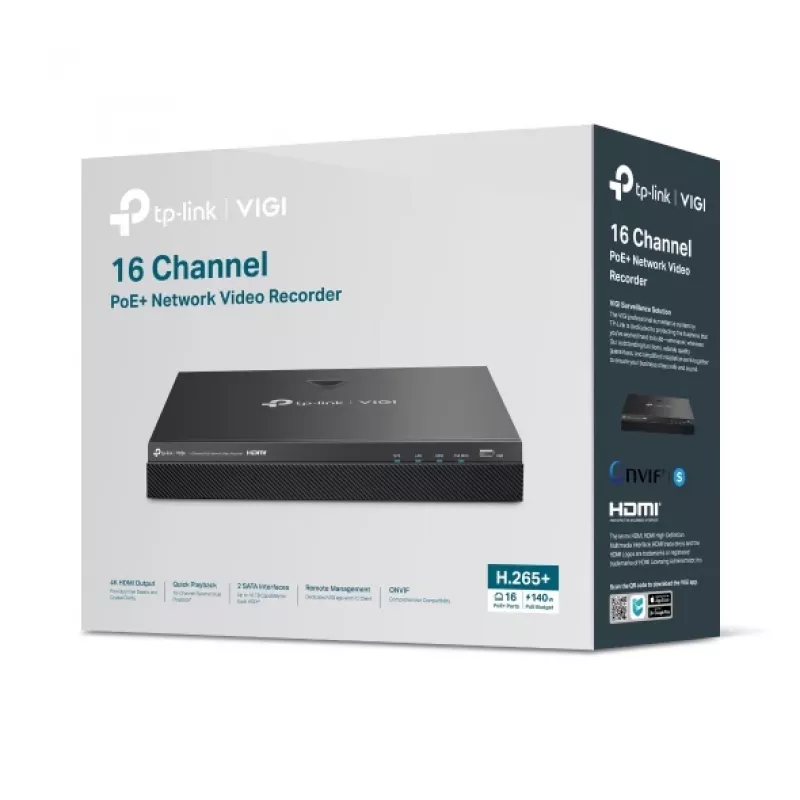 TP-Link VIGI NVR2016H-16MP tinklinis vaizdo įrašytuvas, juodas