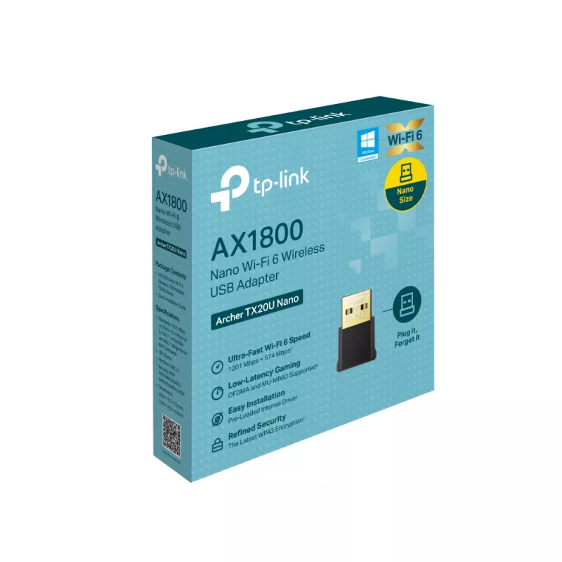 TP-Link Archer AX1800 Nano belaidis Wi-Fi 6 USB adapteris, 1800 Mbit/s, juodas