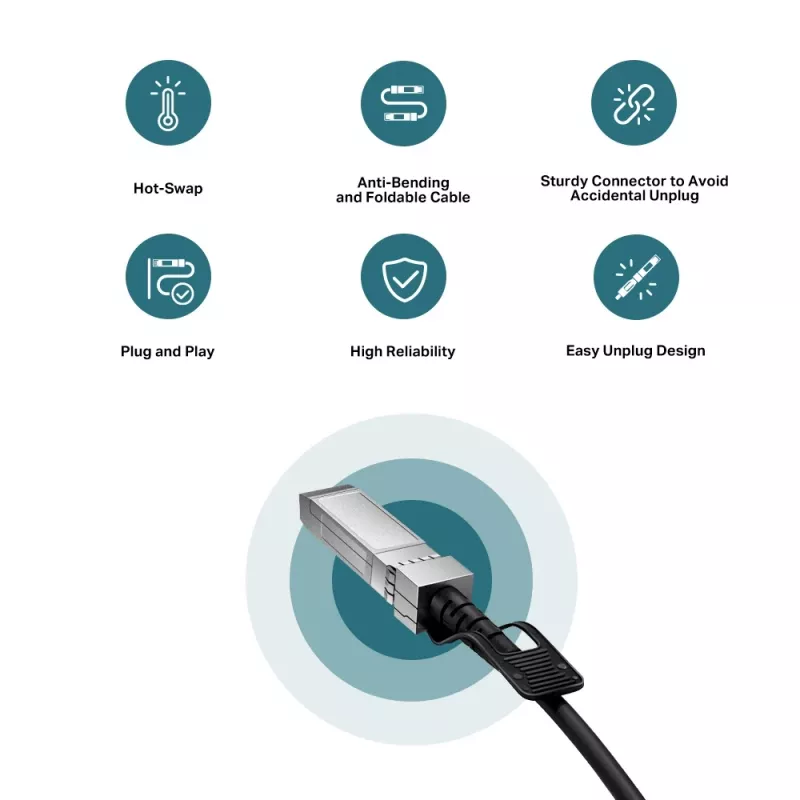 TP-Link TL-SM5220-1M 1 m tiesioginis SFP+ kabelis 10G ryšiui