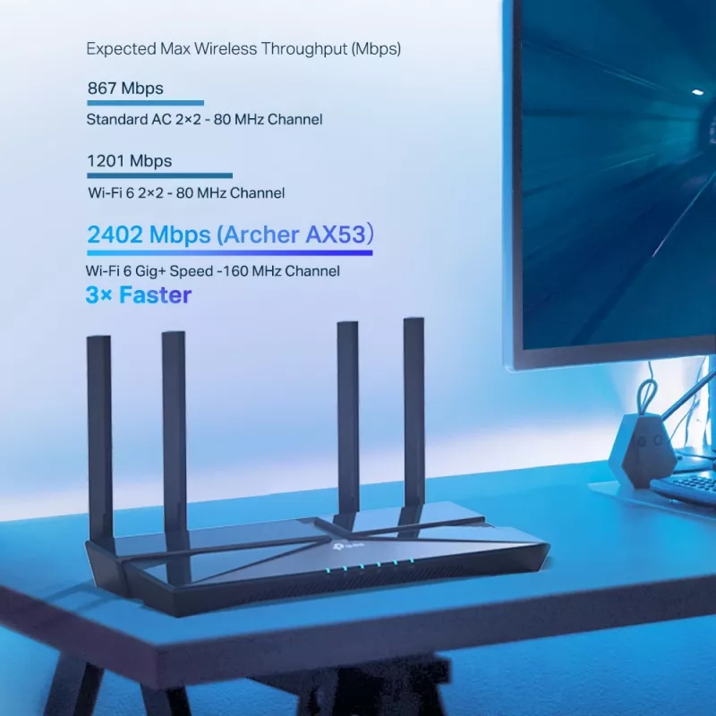 TP-Link Archer AX53 belaidis maršrutizatorius Gigabit Ethernet Dviejų juostų (2,4 GHz / 5 GHz) Juodas