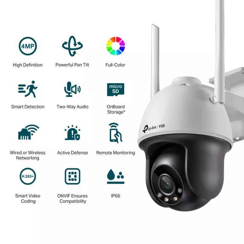 TP-Link VIGI 4MP lauko spalvota Wi-Fi PTZ IP kamera