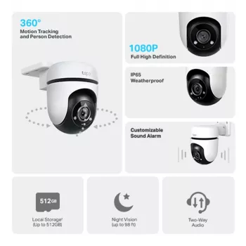 IP stebėjimo kamera TP‑Link Tapo C500 lauko PTZ kupolas, Wi‑Fi, 1080p, 360° horizontaliai, 30 m naktinis matymas
