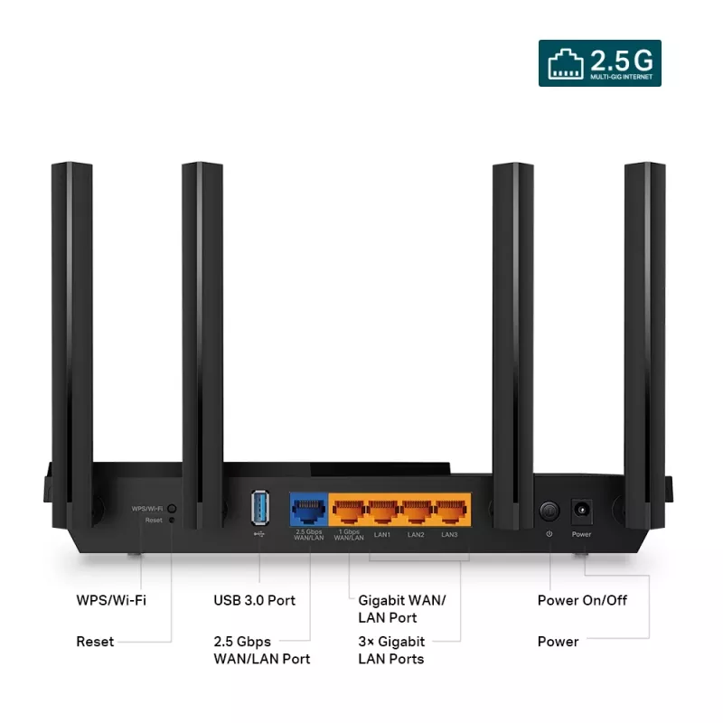 TP-Link Archer AX55 Pro belaidis maršrutizatorius AX3000 Wi-Fi 6 su 2.5G prievadu