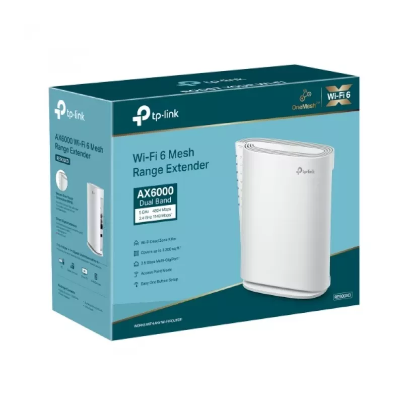 TP-Link RE900XD tinklo stiprintuvas, baltas, 10/100/1000/2500 Mbit/s