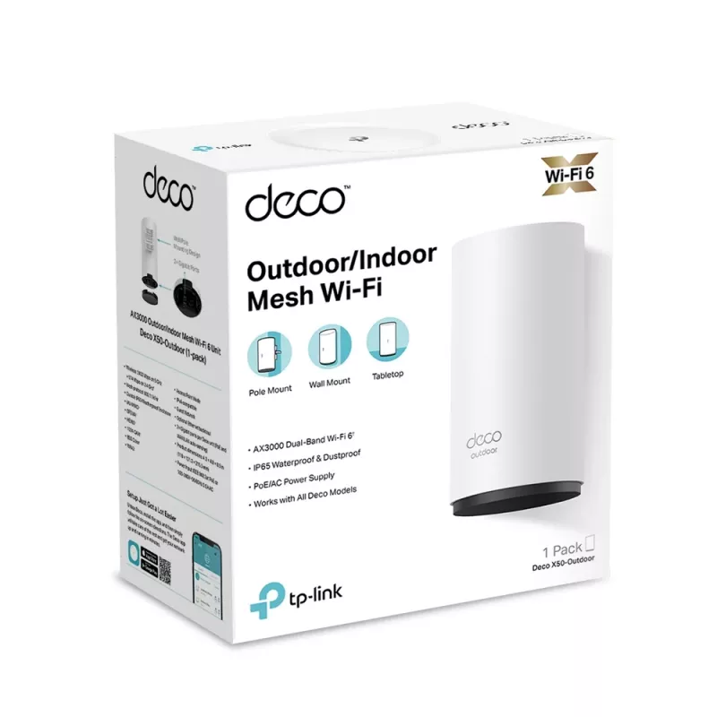 TP-Link Deco X50-Outdoor AX3000 belaidis maršrutizatorius Wi-Fi 6, lauko/patalpų, IP65