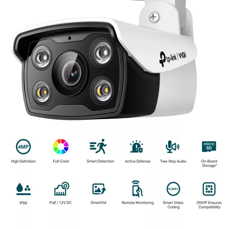TP-Link VIGI 4MP lauko spalvota kupolinė IP kamera