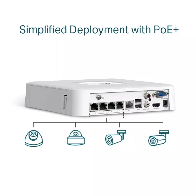 TP-Link VIGI 4 kanalų PoE+ tinklo vaizdo registratorius