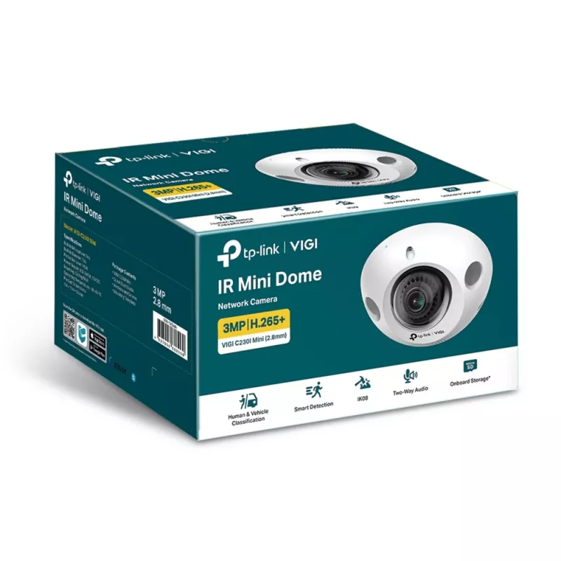TP-Link VIGI C230I MINI(2.8MM) kupolinė IP vaizdo stebėjimo kamera, 3 MP, vidaus ir lauko, lubiniam montavimui