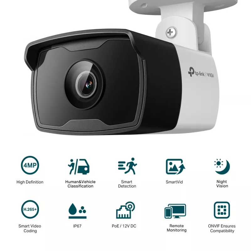 TP-Link VIGI C340I 4MM lauko IP stebėjimo kamera, 4 MP, 2560x1440, IP67