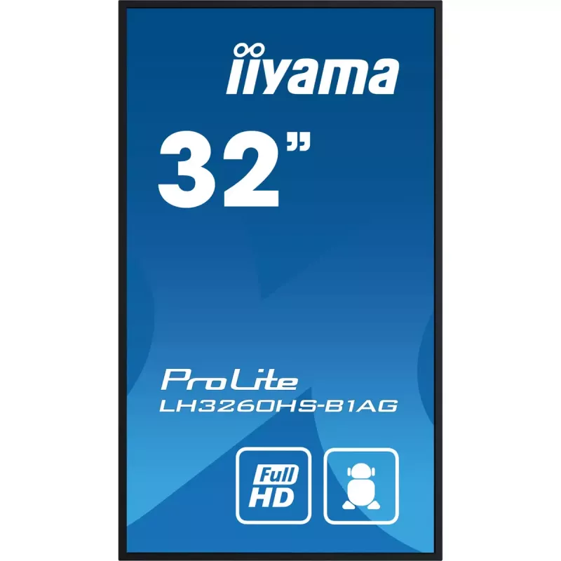 iiyama LH3260HS-B1AG Skaitmeninės iškabos ekranas 80 cm (31,5 colio) LED Wi-Fi 500 cd/m² Full HD Juodas Įmontuotas procesorius Android 11 24/7