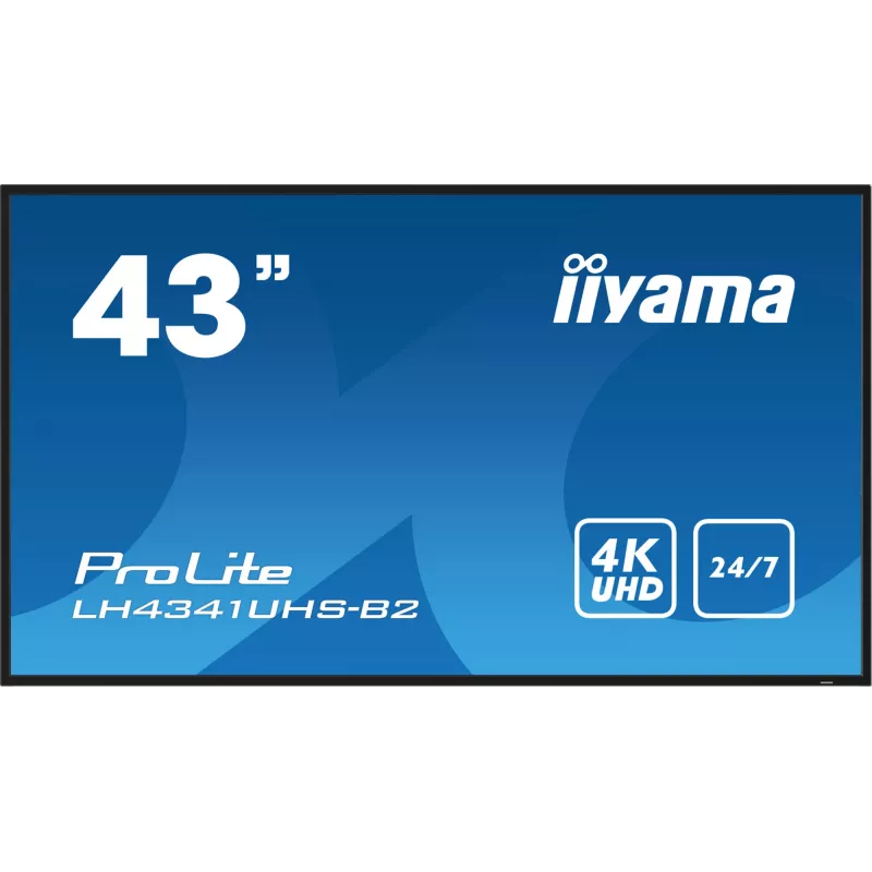 iiyama LH4341UHS-B2 Skaitmeninės reklamos ekranas 108 cm (42,5 col.) LCD 500 cd/m² 4K Ultra HD Įmontuotas procesorius Android 8.0 24/7