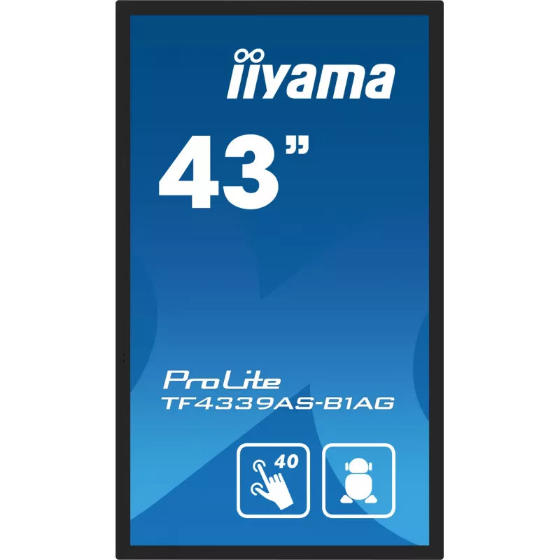 Monitorius iiyama TF4339AS-B1AG 108 cm (42,5 colio) 4K Ultra HD LED liečiamuoju ekranu, juodas