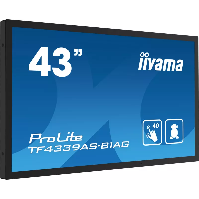 Monitorius iiyama TF4339AS-B1AG 108 cm (42,5 colio) 4K Ultra HD LED liečiamuoju ekranu, juodas