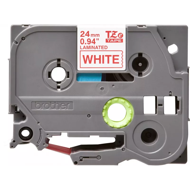 Laminuota juosta Brother TZe252 24mm raudona ant baltos