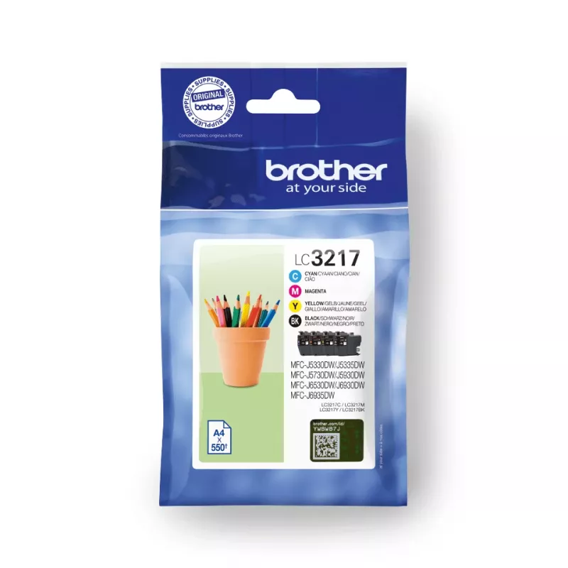 Brother LC3217VALDR originalus kasečių rinkinys 4 vnt. Juoda, Žydra, Purpurinė, Geltona