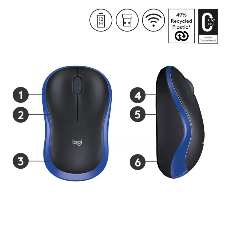 Belaidė pelė LOGITECH M185 Mėlyna