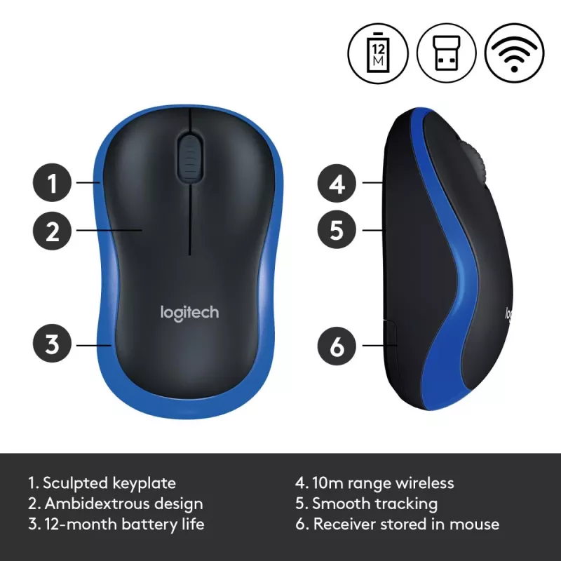 Belaidė pelė LOGITECH M185 Mėlyna