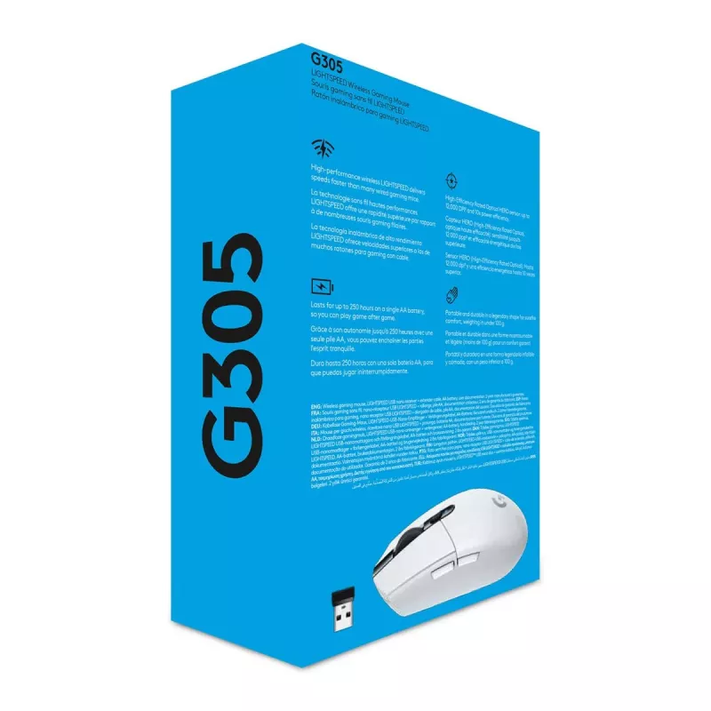 LOGIOTECH G305 Lightspeed belaidė žaidimų pelė balta